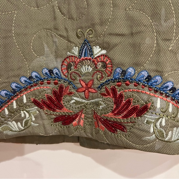 Soft Surroundings NWT D’oro Bolero Jacket in Olive Desert Beaded Embroidered, M - Picture 10 of 13